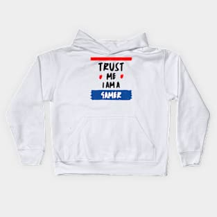 Trust Me I Am A Gamer - Black Text With Red And Blue Details Kids Hoodie